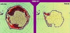 Variazione della calotta Antartica da settembre a febbraio-Anno 1986-7